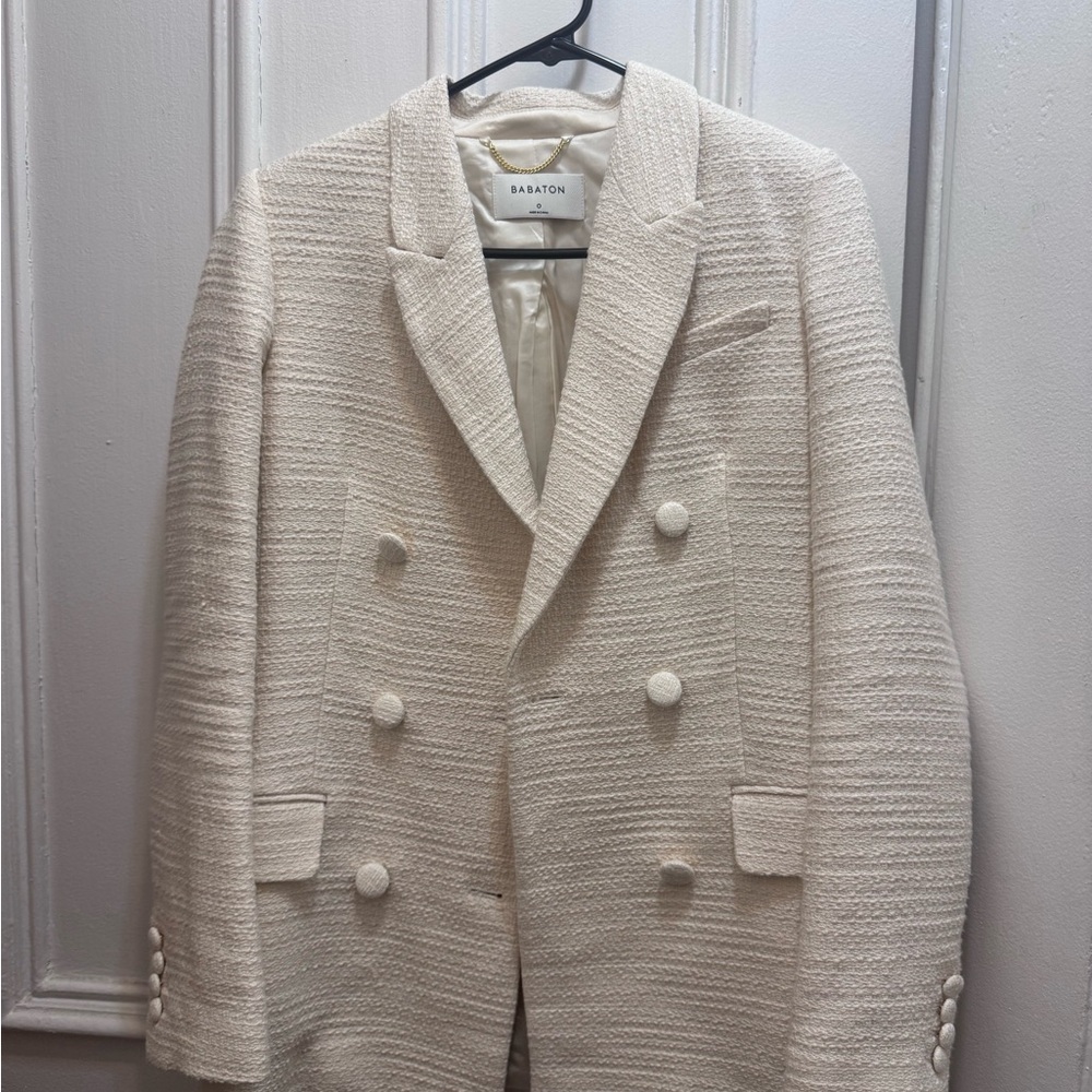 Aritzia Cream Double-Breasted Blazer
